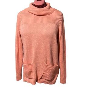 Christopher & Banks Women's Orange Turtleneck Pocket Sweater Super-Soft NWOT